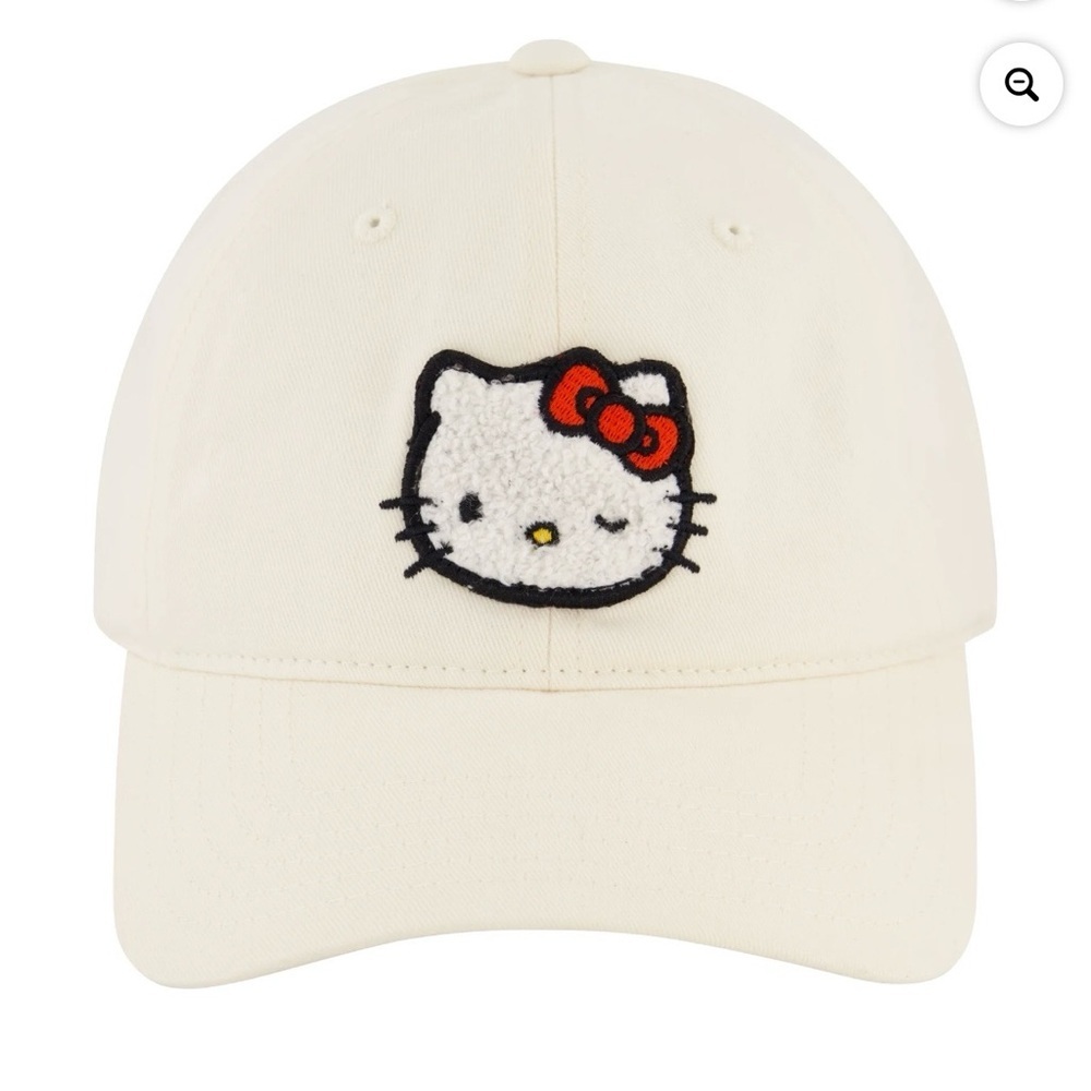 Hello Kitty Chenille Patch, Cotton "Dad" Cap, Off-White OS
